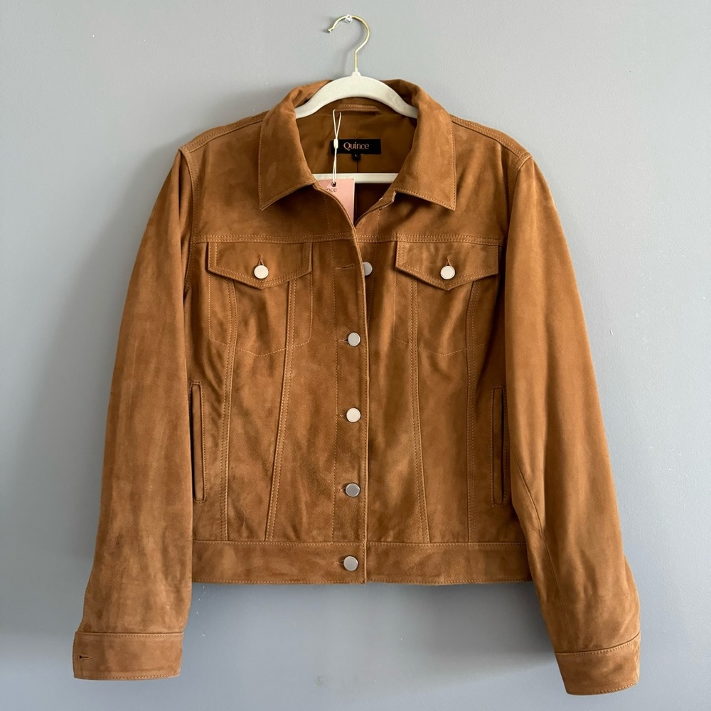 Quince 100% Leather Cognac Suede Jacket Size L